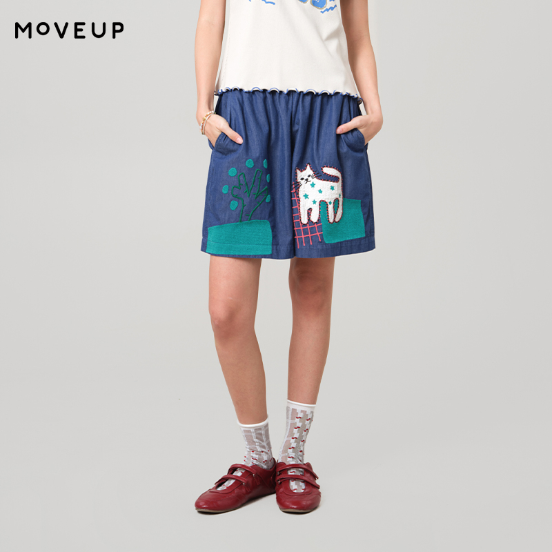 Women Fashion Fun - Shorts Jeans Casuais de Perna Larga