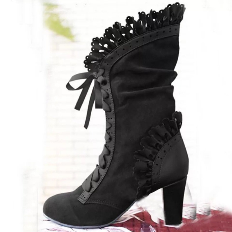 Women'S Fashion Victorian - Inverno rendas até senhoras sapatos de