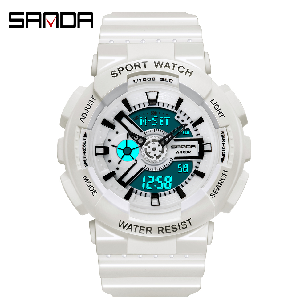 Women'S Fashion Digital Watch - Sanda-Relógio digital branco esporte ao ar