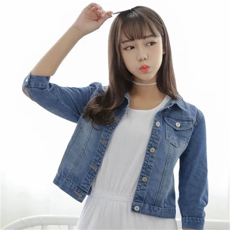 Women'S Fashion Denim Jacket - Jaqueta jeans feminina meia manga jean