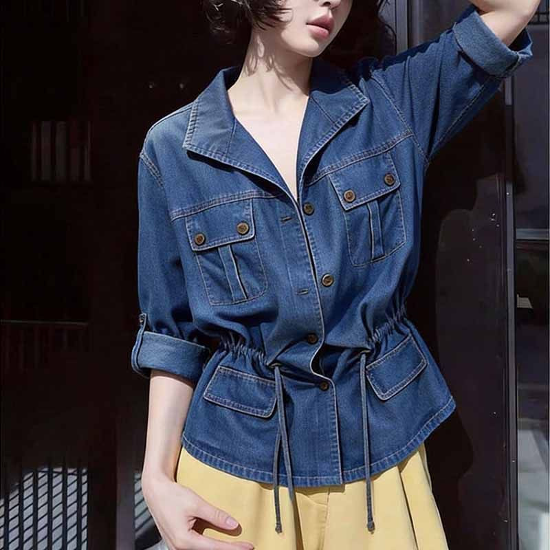 Women'S Fashion Denim Jacket - Camisa Jeans Feminina de Manga Longa