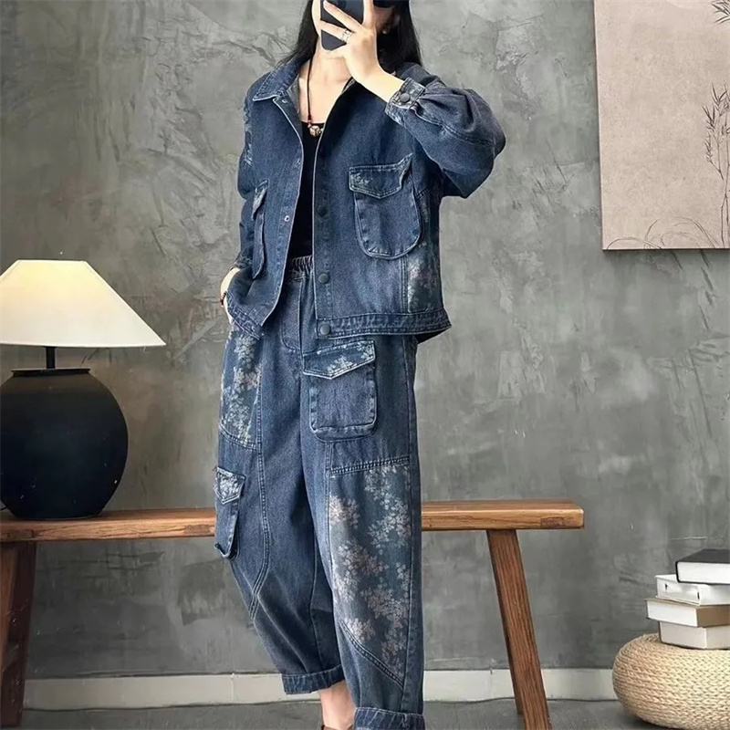 Women'S Fashion Denim Jacket - 2025 outono denim jaqueta ternos xadrez
