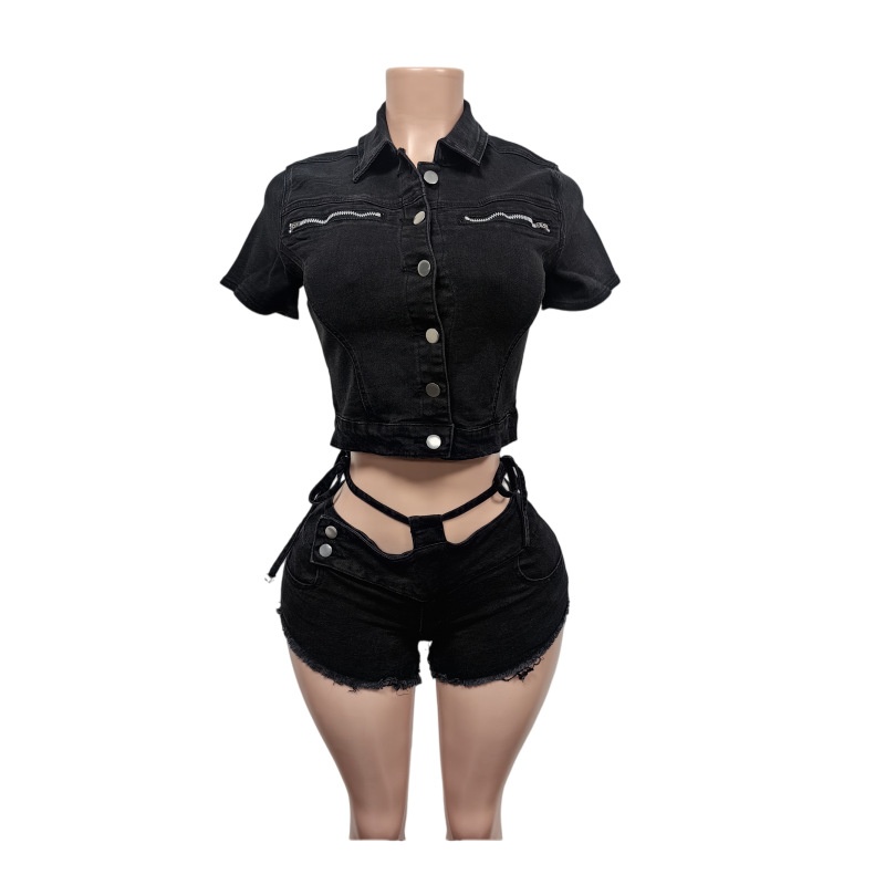 Conjunto Feminino de 2 Peças J - Women'S Fashion Denim Jacket avaliação e preço