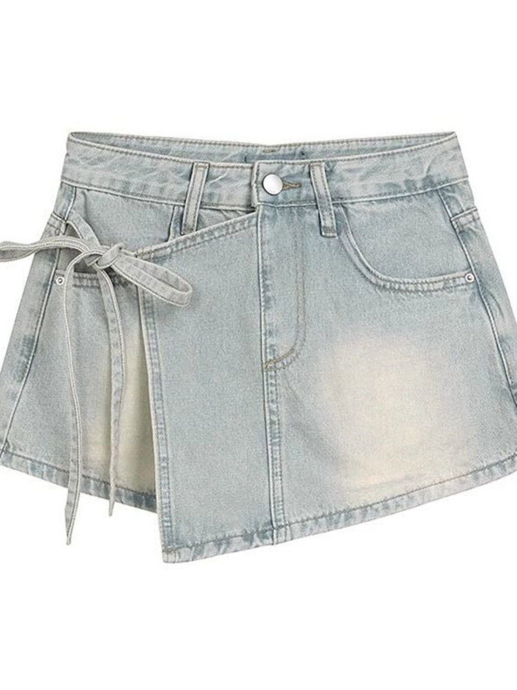Saia-Calça Jeans Feminina de C - Denim Shorts Women avaliação e preço