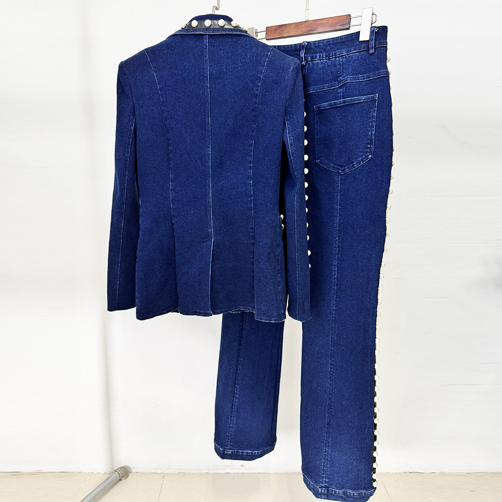 Conjunto de Jaqueta Jeans com  - Women'S Fashion Denim Jacket avaliação e preço