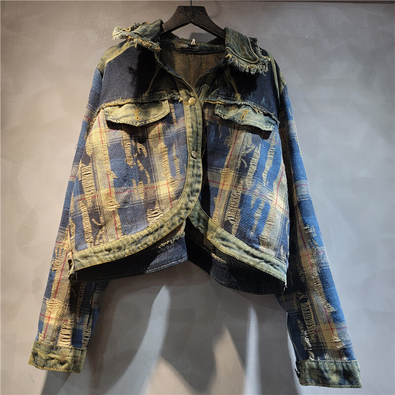 Whth moda feminina irregular r - Women'S Fashion Denim Jacket avaliação e preço