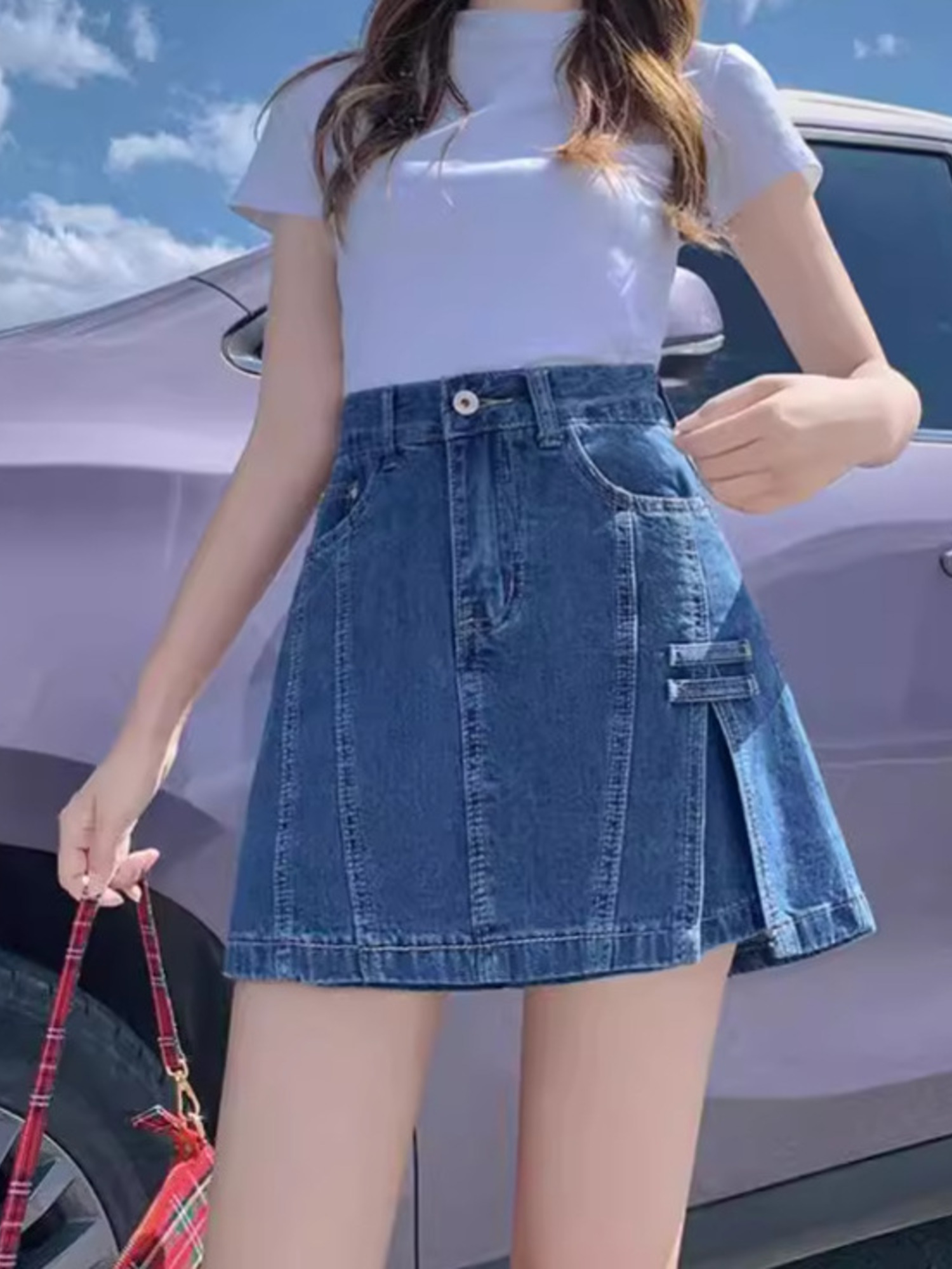 Saia Skort Feminina Vintage Je - Denim Shorts Women avaliação e preço