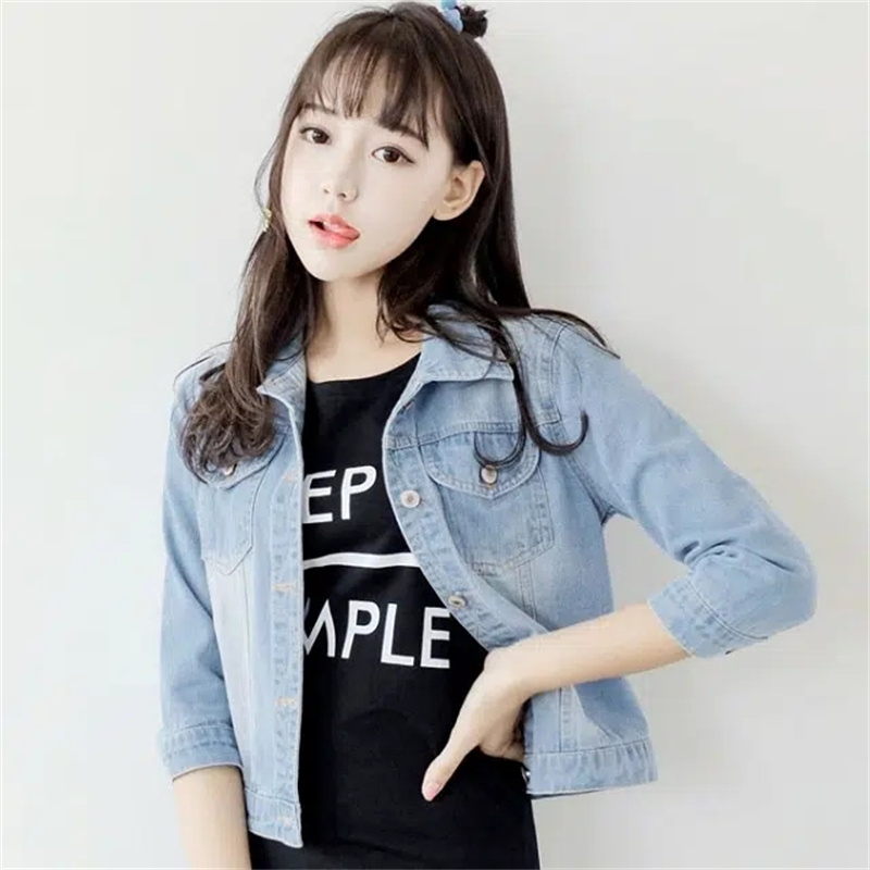Jaqueta jeans feminina meia ma - Women'S Fashion Denim Jacket avaliação e preço