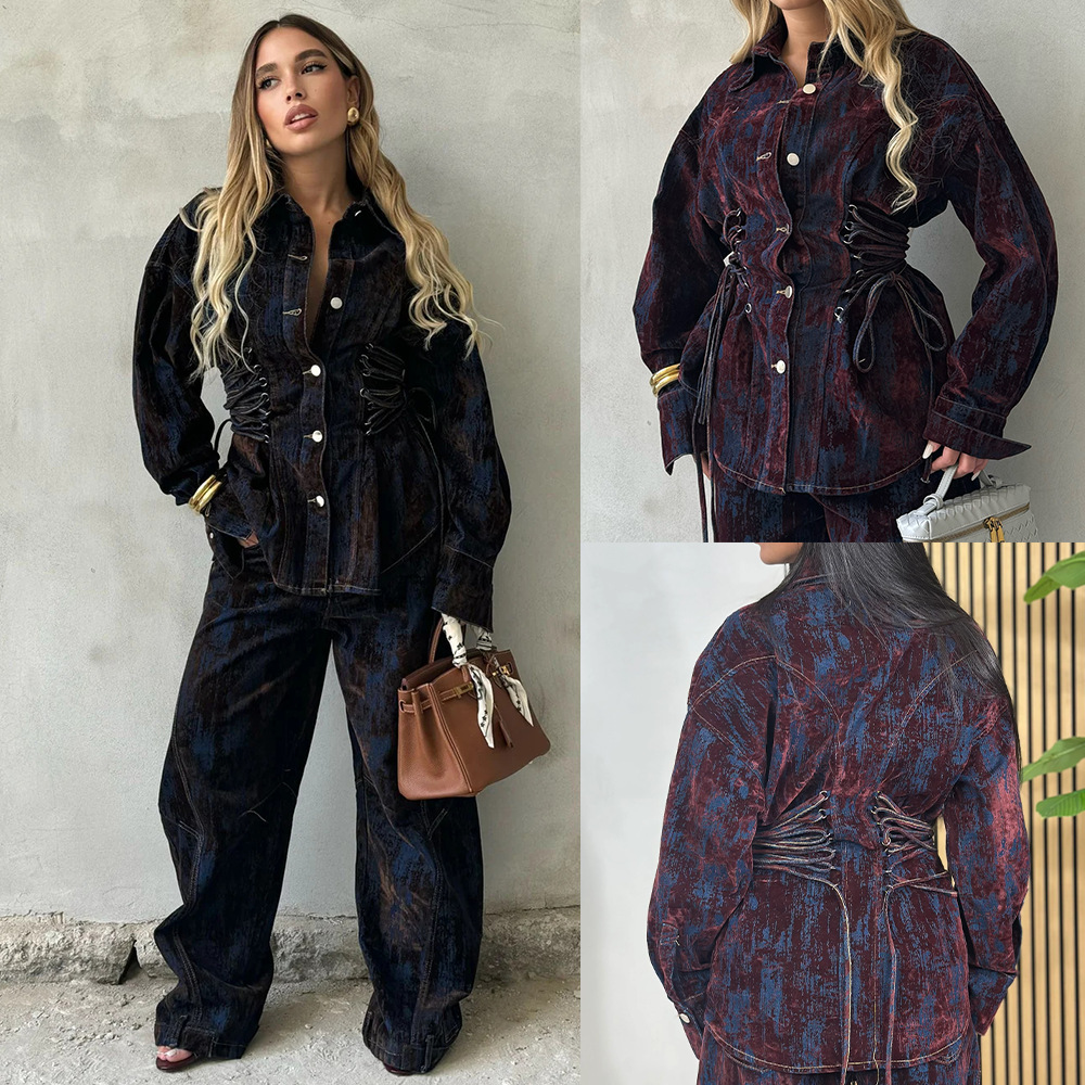 Conjunto de Denim Feminino com - Women'S Fashion Denim Jacket avaliação e preço