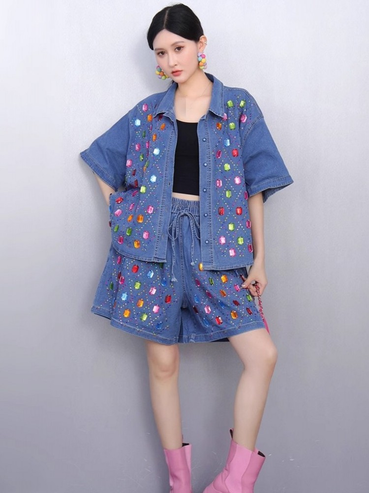 Novo Conjunto Feminino de Verã - Women'S Fashion Denim Jacket avaliação e preço