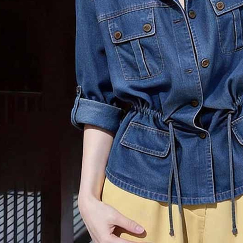 Camisa Jeans Feminina de Manga - Women'S Fashion Denim Jacket avaliação e preço