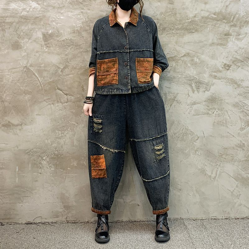 Conjunto Feminino Retrô Cowboy - Women'S Fashion Denim Jacket avaliação e preço