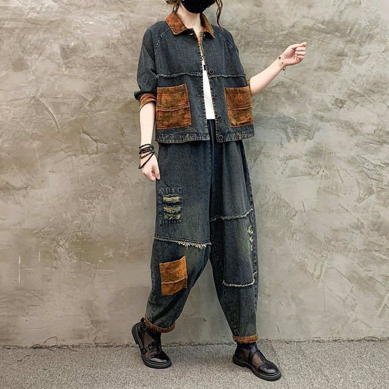 Conjunto Feminino Retrô Cowboy - Women'S Fashion Denim Jacket avaliação e preço