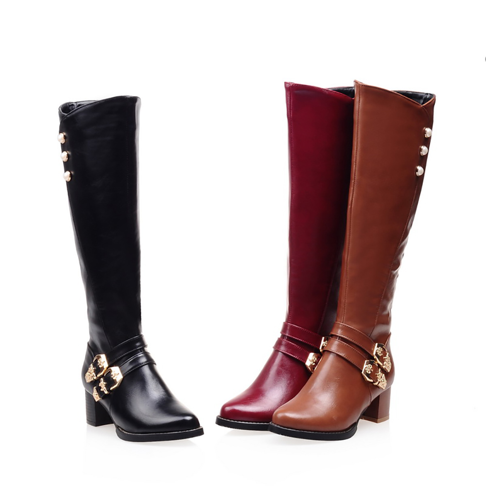 Brand New Moda Vermelho Mulher - Women'S Fashion Knee High Boots avaliação e preço