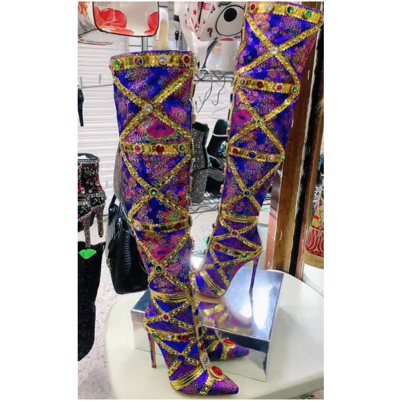 Botas de Cano Alto Multicolori - Women'S Fashion Knee High Boots avaliação e preço