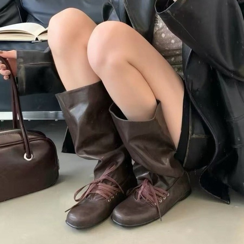 Botas de cano alto franzidas p - Women'S Fashion Knee High Boots avaliação e preço