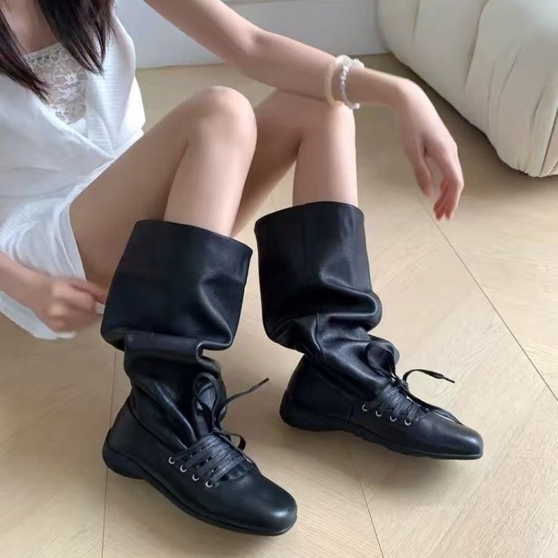Botas de cano alto franzidas p - Women'S Fashion Knee High Boots avaliação e preço