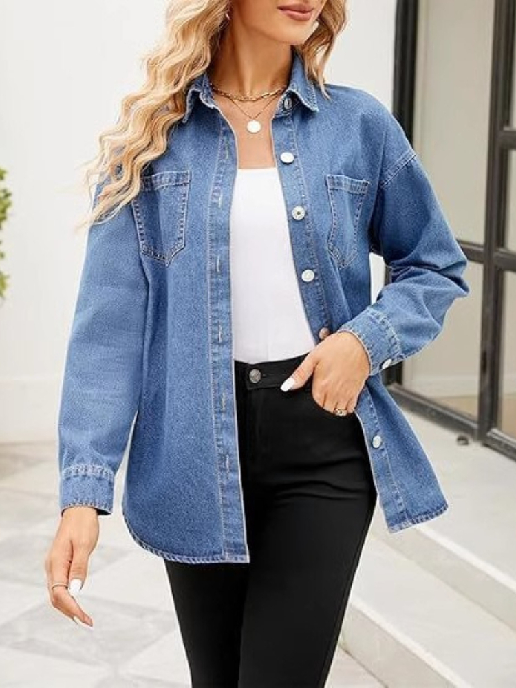 Novas Camisas de Jeans Lavadas - Women'S Fashion Denim Jacket avaliação e preço